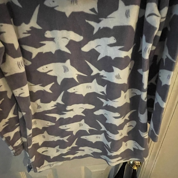 Boden Terry Swim Cover Up - Size 9-10 Years Shark Print Hooded Beach Toweling - Picture 7 of 8